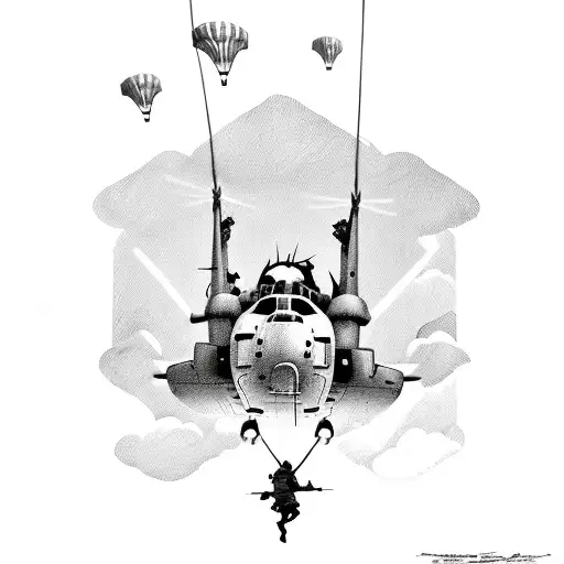 paratrooper jumping from c130 tattoo design idea