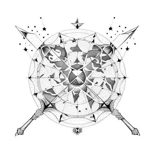 A wine glass filled with constellations of Sagittarius tattoo design idea