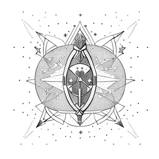 A wine glass filled with constellations of Sagittarius tattoo design idea