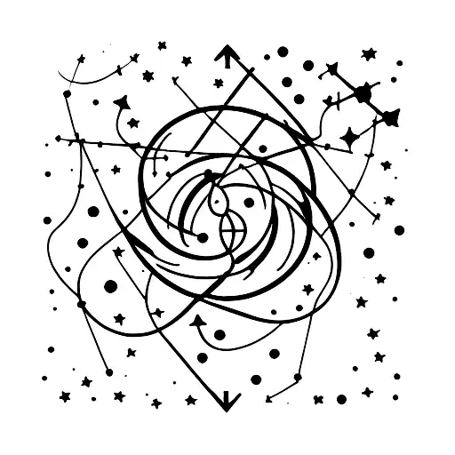 A glass of wine transforming into a constellation of Sagittarius tattoo design idea