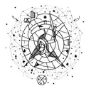 A wine glass filled with constellations of Sagittarius tattoo design idea