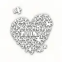 a heart formed by puzzle pieces but on piece is broken and has July 25 , 2013 written in Roman numerals on it tattoo design idea