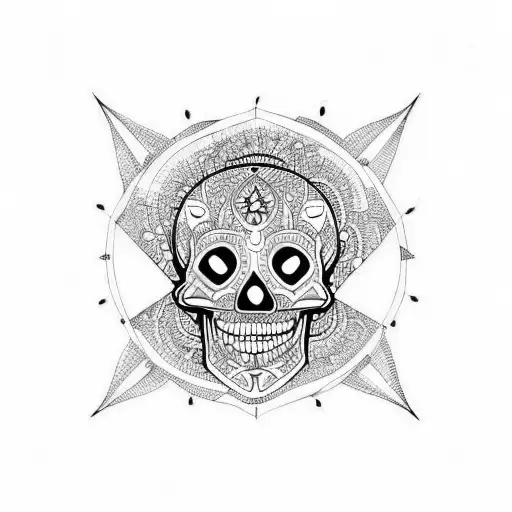 Mandala geometric skull  tattoo design idea