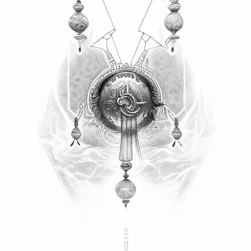 zeuz with prayer beads in hand tattoo design idea