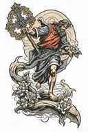 st. christopher walking with cross tattoo tattoo design idea