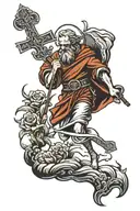 st. christopher walking with cross tattoo tattoo design idea