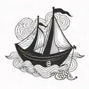 2 peas in a pod with a sail as if it was a boat  tattoo design idea