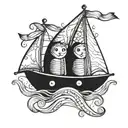 2 peas in a pod with a sail as if it was a boat  tattoo design idea