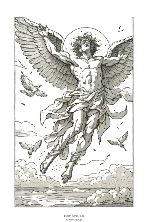 Icarus falling from the sky tattoo design idea