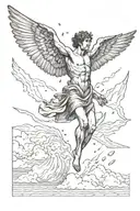 Icarus falling from the sky tattoo design idea