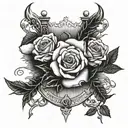 Throat tattoo, Thorns, bones, roses, written sorry or broken tattoo design idea