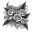 Throat tattoo, Thorns, bones, roses, written sorry or broken tattoo design idea