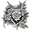 Throat tattoo, Thorns, bones, roses, written sorry or broken tattoo design idea