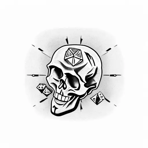 skull with pair of dice tattoo design idea