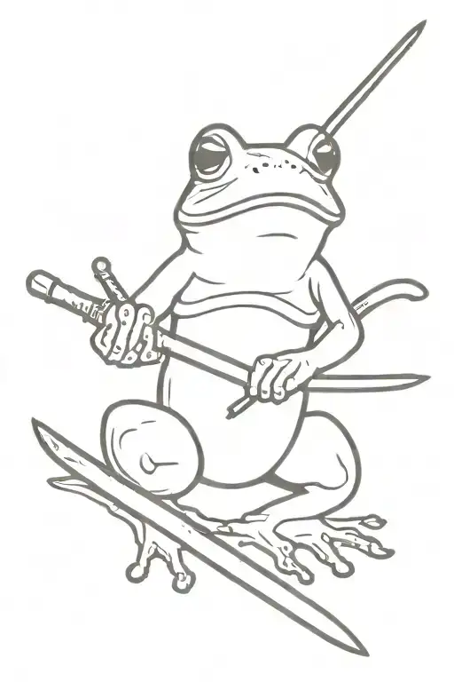 frog holding katana sword tattoo design idea