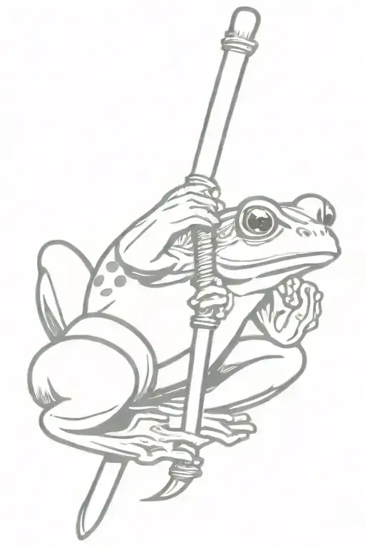frog holding katana Sword tattoo design idea