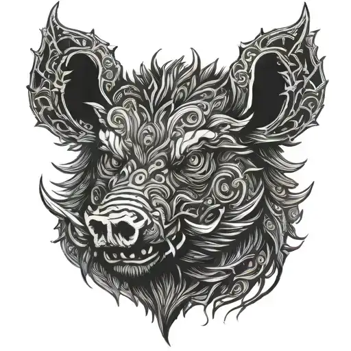 boar demon tattoo design idea