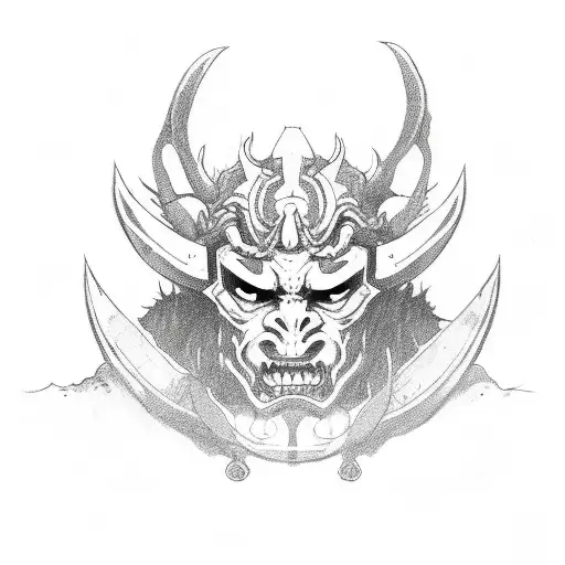 Oni demon with knife in hand  tattoo design idea