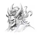 Oni demon with knife in hand  tattoo design idea