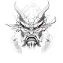 Oni demon with knife in hand  tattoo design idea