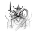 Oni demon with knife in hand  tattoo design idea