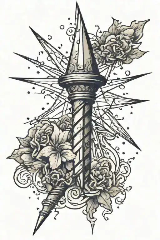 elder wand facing upwards tattoo design idea