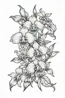 larkspur and iris over honeycomb pattern tattoo design idea