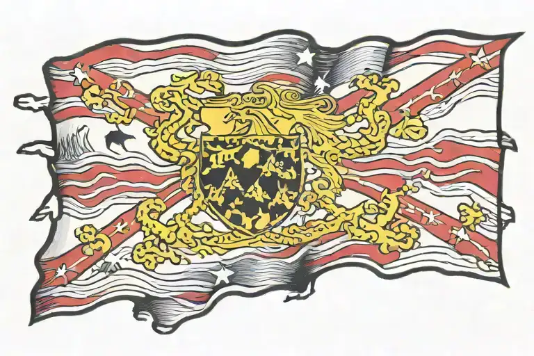 ripped maryland flag waving tattoo design idea