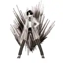 levi ackerman with tridimensional package tattoo design idea