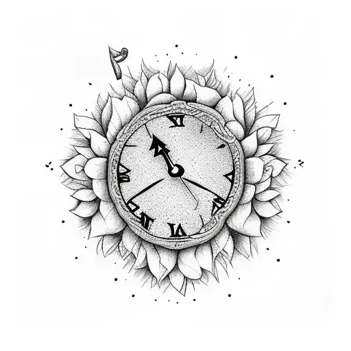 "I always catch the clock, it's 11:11" embedded into a floral design  tattoo design idea