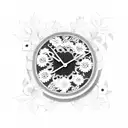 I always catch the clock, it's 11:11 embedded into a floral design  tattoo design idea