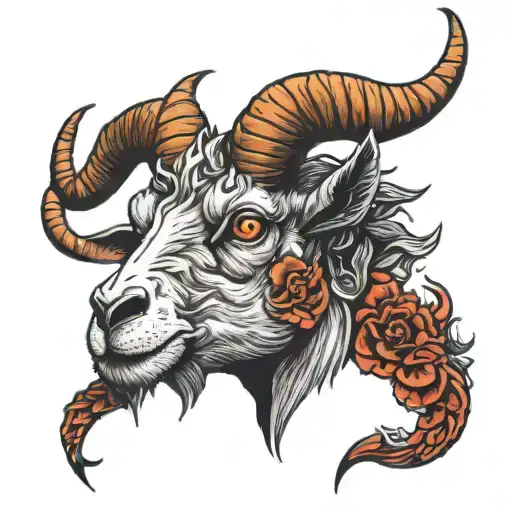 goat satanic goat head tattoo design idea