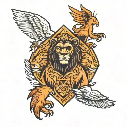 Lion,Bear,Gorilla,Eagle tattoo design idea