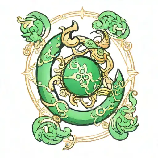 cancer zodiac and jade stones tattoo design idea