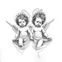 two baby angels tattoo design idea