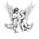 two baby angels tattoo design idea