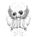 two baby angels tattoo design idea