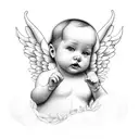 two baby angels tattoo design idea
