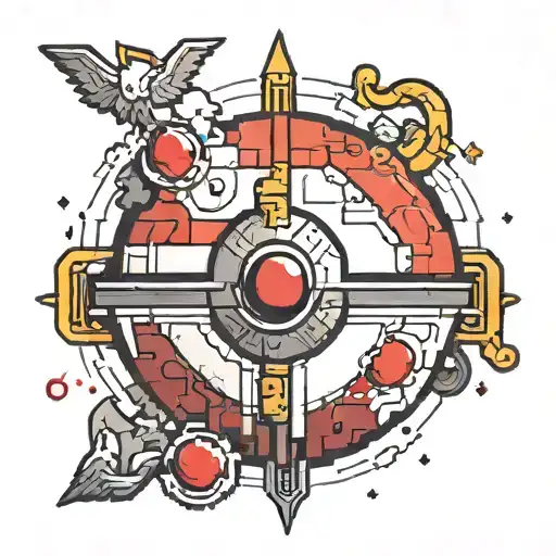 8 bit pokeball tattoo design idea