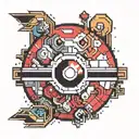 8 bit pokeball tattoo design idea