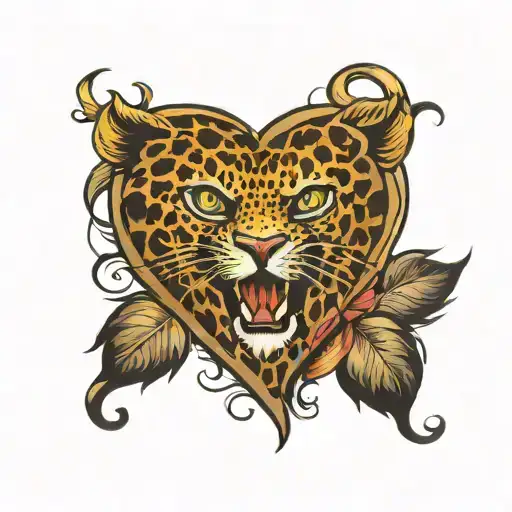 leopard print heart  tattoo design idea