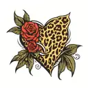 leopard print heart  tattoo design idea