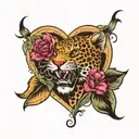 leopard print heart  tattoo design idea