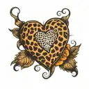 leopard print heart  tattoo design idea
