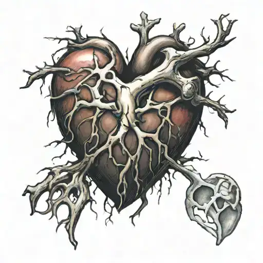 realistic heart with stitches  holding it together tattoo design idea