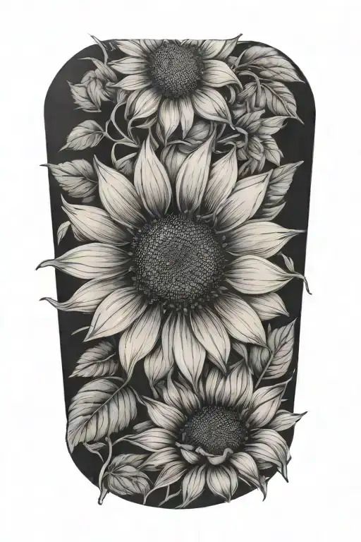 sunflower floral above knee tattoo  tattoo design idea
