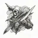 Ghostface with butchers knife intertwined tattoo design idea