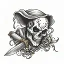 Ghostface with butchers knife intertwined tattoo design idea