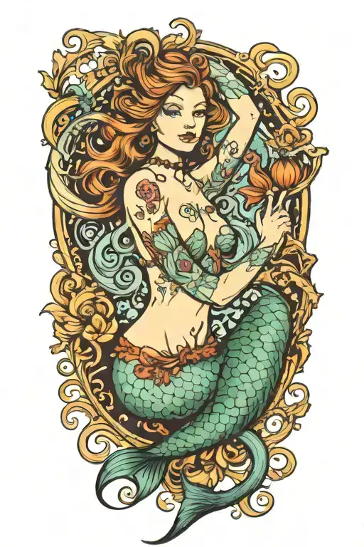 mermaid with trebble hook   tattoo design idea