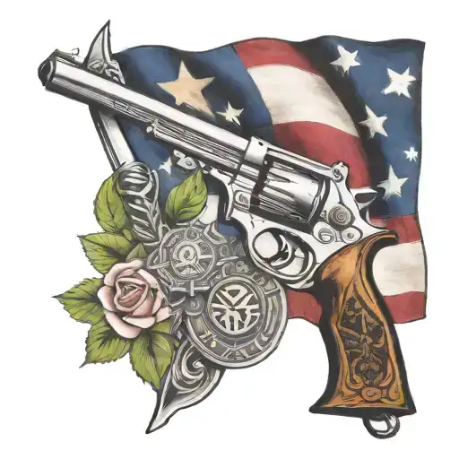 flag cross 2nd amendment tattoo design idea